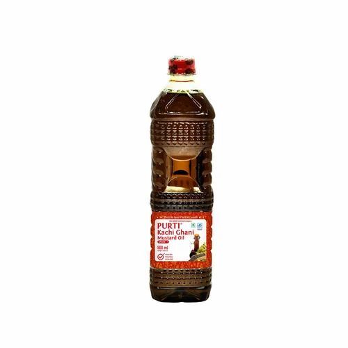 Purti Mustard Oil - 500ml Bottle | Organic, 100% Pure, FSSAI Certified, Ideal for Cooking