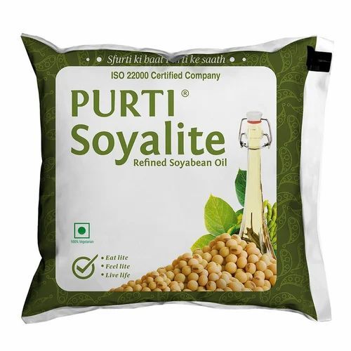 500ml Purti Soyalite Refined Soyabean Oil Pouch - Organic Soyabean, Refined Processing, 100% Purity, 12 Months Shelf Life, For Cooking | FSSAI Certified, Pouch Packaging