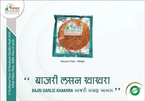 Bajari - Garlic Khakhra - Crispy, Vegetarian | Salty Taste, Flavorful Snack, Perfect for Healthy Snacking or Light Meals