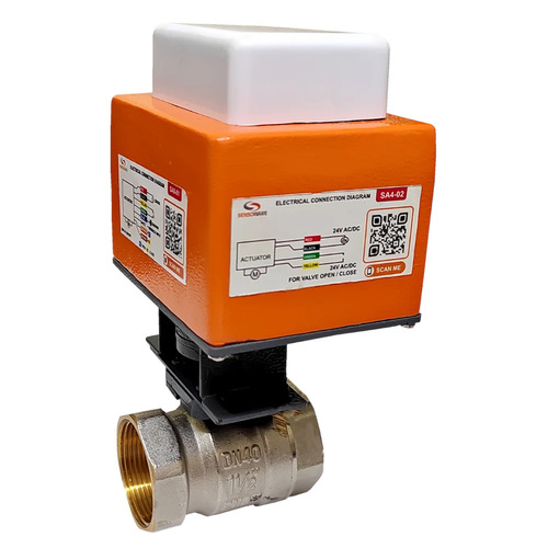 Brass Motorized Ball Valve - 1 1/4 Inch High Pressure PN16 | Industrial Use Polished Finish White and Golden Colors Medium Temperature Water Media