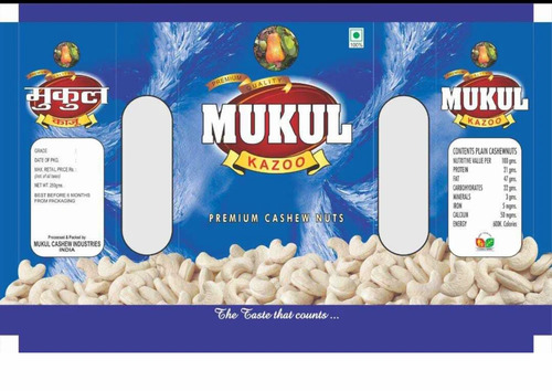Cashew Nut Packaging Pouch - Plastic Material, Printed Pattern | Durable and Versatile Packaging Solution