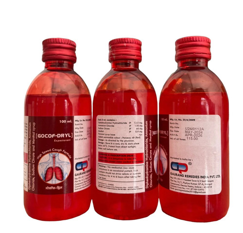 Cough Syrup - Gocof-Dryl Syrup Liquid Formulation | 100% Pure Clinically Proven Safe for Adults Free from Harmful Chemicals