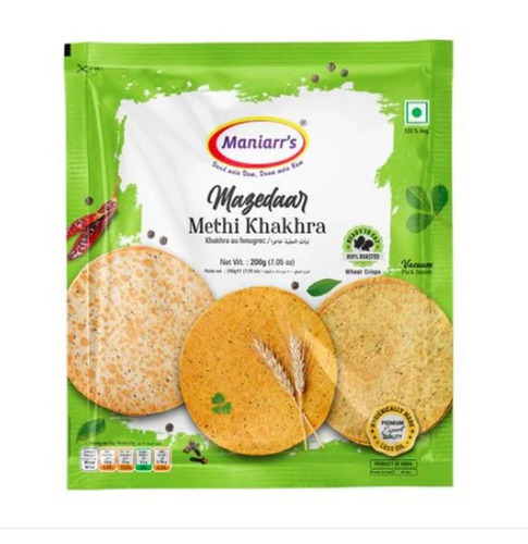 Dry Methi Khakhra - Crispy & Tasty Vegetarian Snack | Salty Flavor, Delightfully Dry & Crunchy Artisan Treat