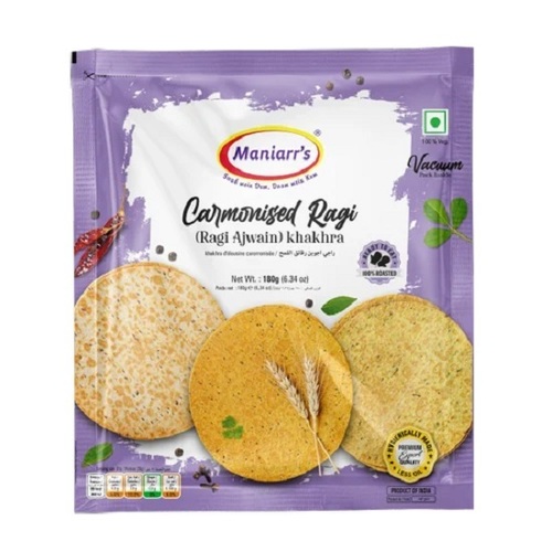 Dry Ragi Ajwain Khakhra - Vegetarian Snack, Crispy Texture, Salty Flavor | Tasty Dry Ragi and Ajwain Blend, Perfect for Healthy Snacking