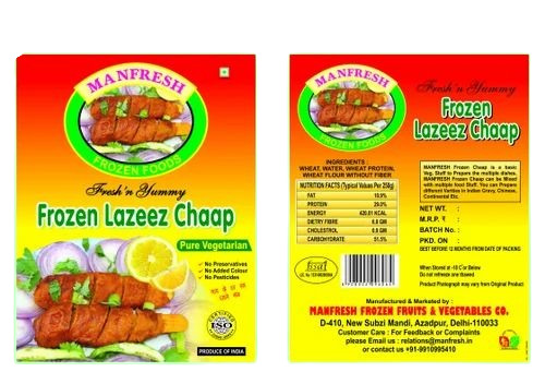 Frozen Chaap Packaging Pouch - PET Spout Pouch, 500 Gram Capacity, Printed Design, 1-4 mm Thickness for Convenient Frozen Food Storage