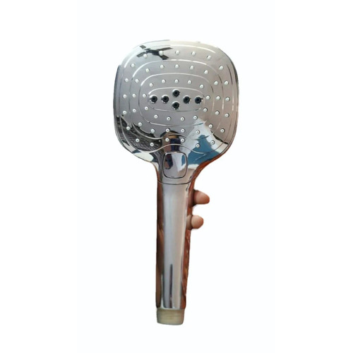 Silver and Blue Classic Hand Shower - ABS Material, Round Shape | Glossy Finish, Ideal for Bathroom Use