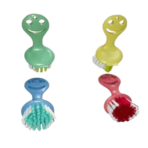 Smiley Kitchen Sink Brush - Plastic, Standard Size, Multicolor | Durable, Easy To Use, Double-Sided Bristle Design for Efficient Cleaning