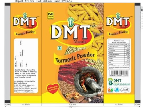 Turmeric Powder Packaging Pouch - Center Sealed Printed Matte Finish Double Layer Lamination Heat Sealed Closure 500g Capacity | Plastic Material