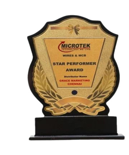 Golden Wooden Trophy - Rectangular Shape, 5-10 Inch Size | Customizable Awards in Various Colors, Competitive Sports Theme