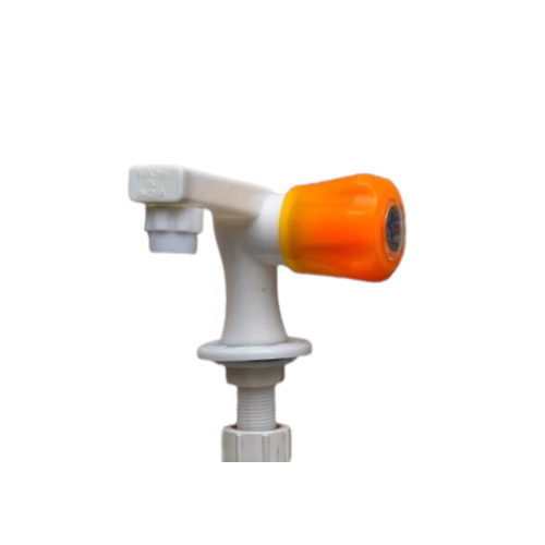 PVC Pillar Bib Cock - 15mm & 20mm Size | Glossy White and Orange Finish, Easy Fit Design, New Packaging