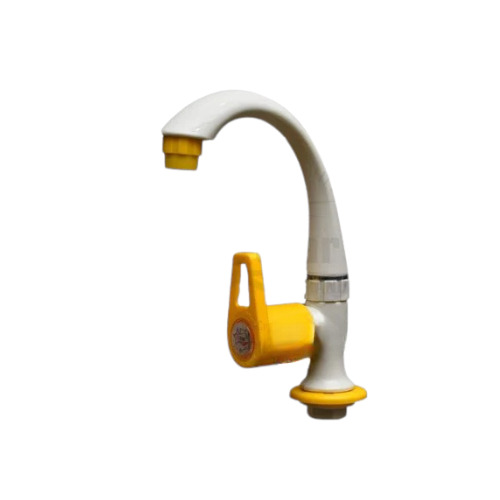 PVC Swan Neck Water Tap - PVC Material, 15mm & 20mm Sizes, White & Orange Color | New Condition, Easy To Fit, Glossy Finish