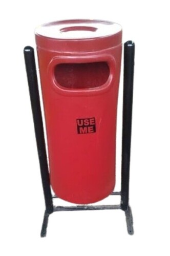 Red FRP Cylindrical Dual Dustbin