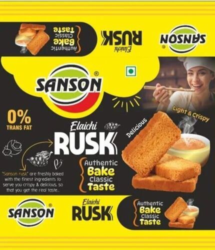 Rusk Packaging Pouch - Plastic Material, Printed Design | Versatile Usage, Durable Structure