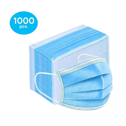 3 Ply Surgical Face Mask - Plain Design, Blue Color | Disposable For All Ages, Earloop Securing Method, Ideal For Personal Use