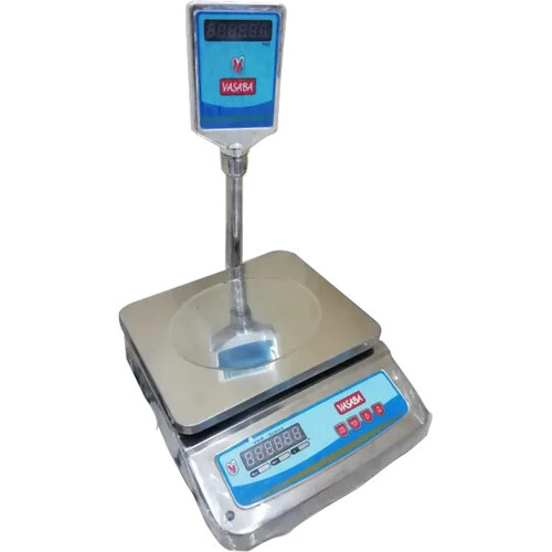 Vasaba Table Top Weighing Machine - 30 Kg Capacity, 290 mm x 240 mm Size, Digital Display, Automatic Functionality, Stainless Steel, 2-5 gm Accuracy, AC 230 V, 50 Hz Power Supply, 1 Year Warranty