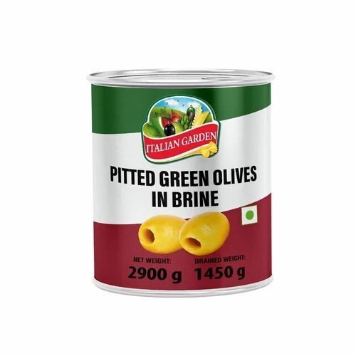 3kg Italian Garden Green Pitted Olives - Organic Green Olives, Healthy Snack, 36-Month Shelf Life | Good Packaging in Can