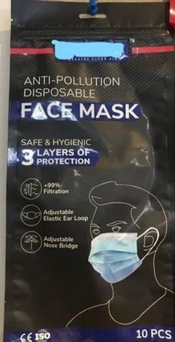 Face Mask Packaging Pouch - Plastic Material Printed Design | Ideal for Secure and Convenient Face Mask Storage