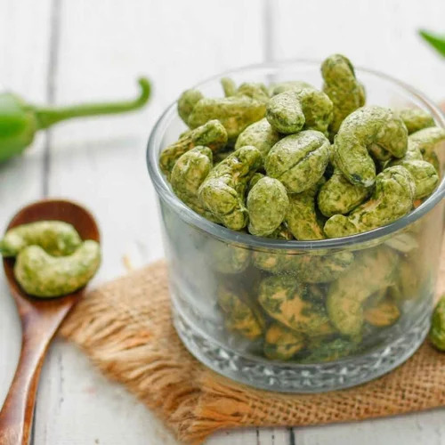 Green Chilli Roasted Cashew - Flavorful Roasted Cashew Nuts | Vegetarian Snack Common Cultivation Delightful Green Chilli Infusion