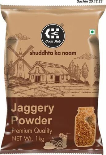 Jaggery Powder Packaging Pouch - 1 Kg Capacity, Multi Layer Lamination, Printed PET Material, Pillow Pouch Design