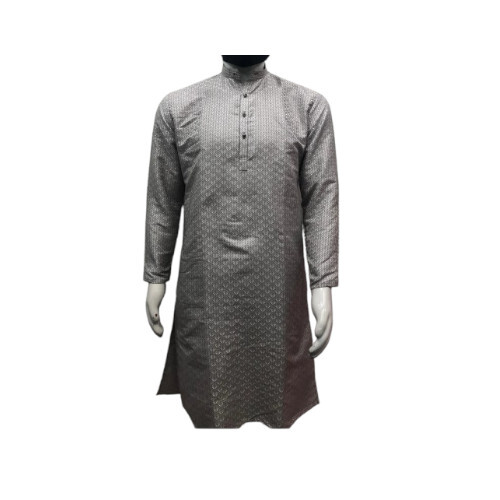 Olive Green Printed Jacquard Kurta Set - Long Sleeve, No Fade Feature | Versatile Styling for Festivals and Celebrations