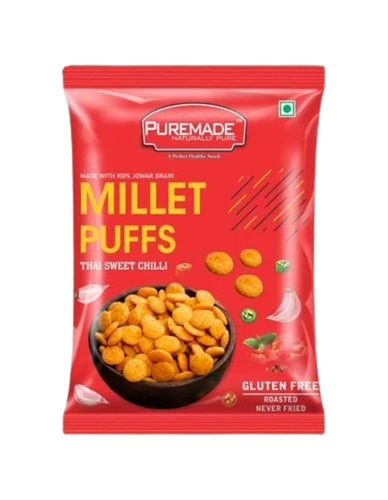 Millet Puffs Packaging Pouch - PET Material, Multi Layer Laminated Pillow Pouch, Rotogravure Printing Technique for Enhanced Durability and Freshness