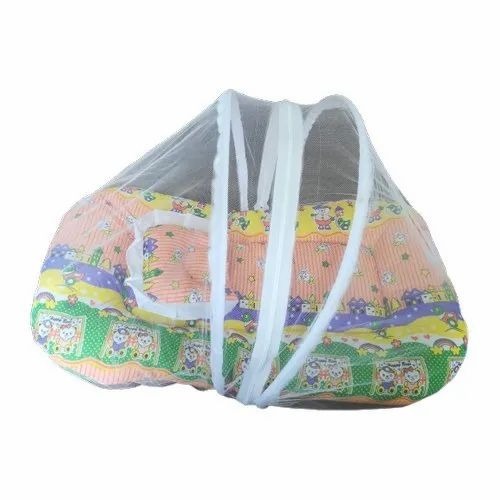 New Born Baby Mosquito Net - Cotton & Poly Fill, Medium Size 22*36 cm Mattress & 9*10 cm Pillow, Lightweight & Foldable for Home Use