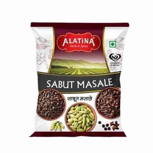 Sabut Masala Packaging Pouch - PET (Polyester) Material, 500gm Capacity, Laminated Printed Pillow Pouch Design