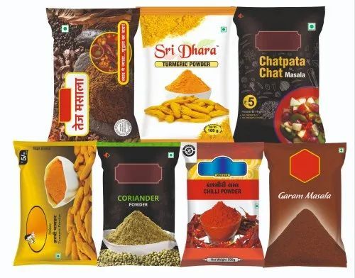 Spices Packaging Pouch - Plastic Material | Printed Design for Versatile Usage in Food Packaging and Storage Solutions