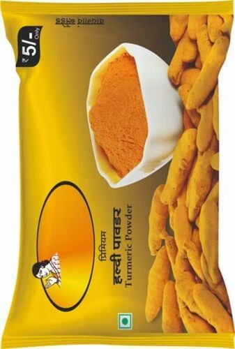 Turmeric Powder Packaging Pouch - Plastic Material, Printed Pattern | Ideal for Spices, Resilient and Lightweight Design