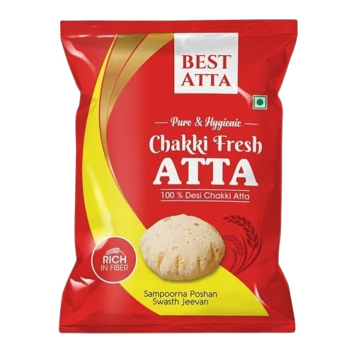 Wheat Flour Packaging Pouch - PET Material, 8x12 Inches, Printed Matte Finish, Heat Sealed Closure | Rotogravure Printing Technique