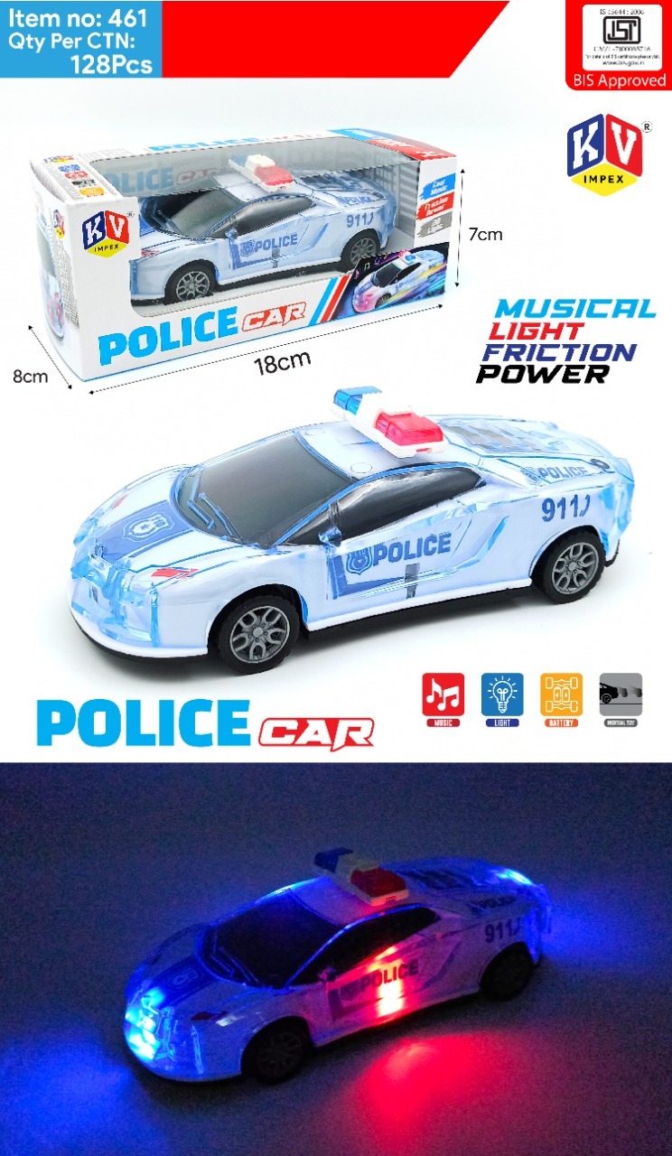 1 Pc Box Friction City Guard Police Car With Music & Light Box - Color: White