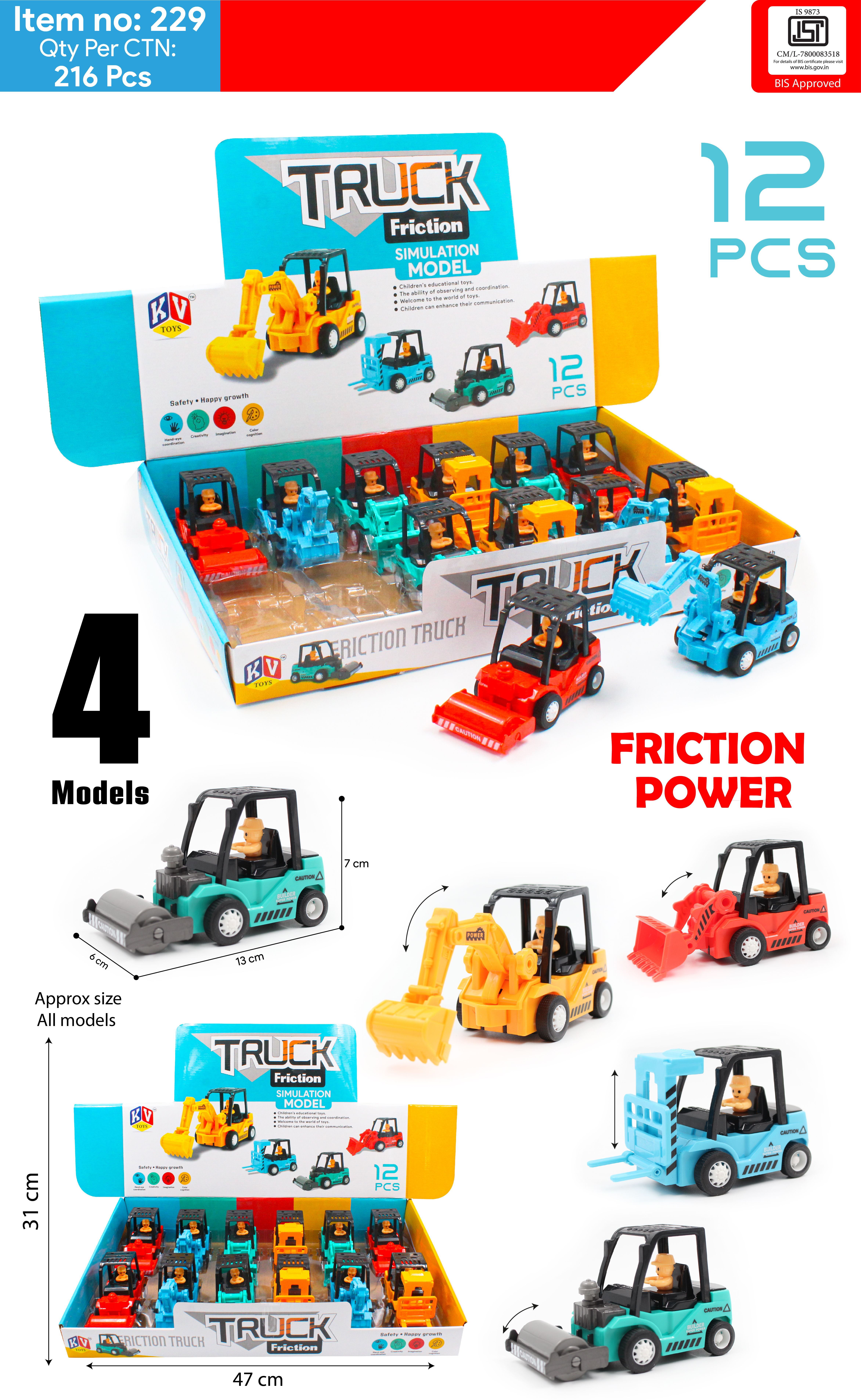 10 Pcs Friction 4 Model Mix Mover Truck