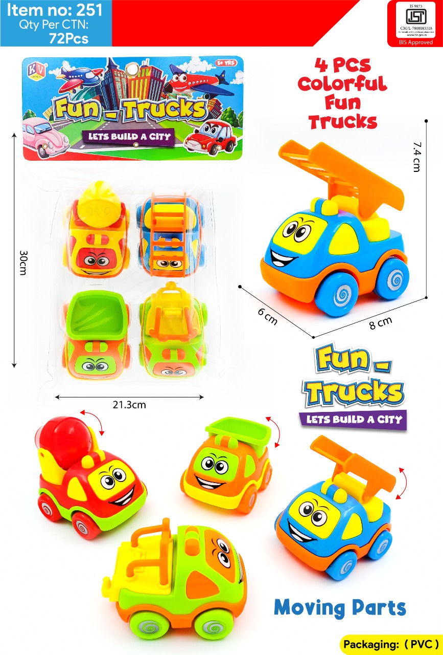 4 Pcs Friction 4 Model Mix Cartoon Truck