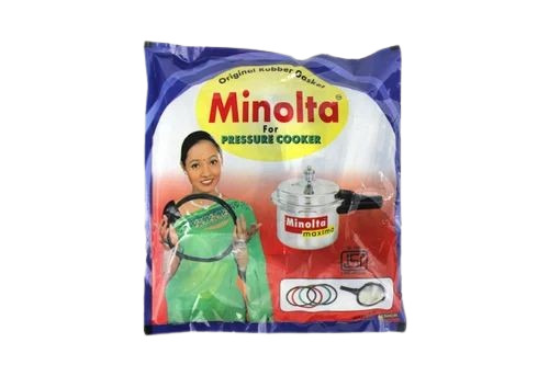 Cooker Rubber Packaging Pouch - Plastic Material, 4x6 Inch Printed Laminated Pillow Pouch with Glossy Finish and Cold Lamination, 10 Micron Thickness