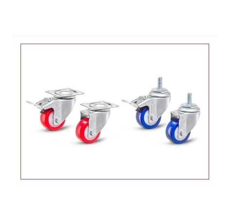 Light Duty Pu Caster Wheels - Color: Red And Blue