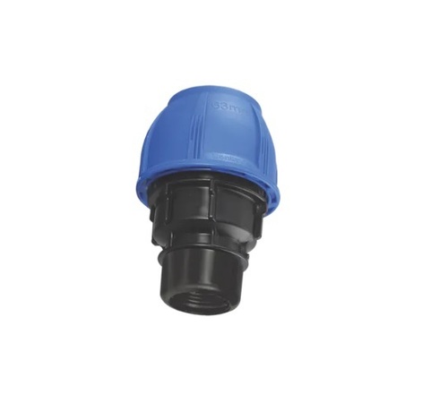 MDPE Female Connector - 63 mm, Blue & Black | Plastic, Round Shape, PN16 Pressure Rating for Pneumatic Connections