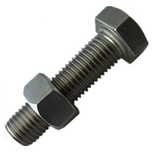 Ms Bolt Nut - Mild Steel Round Shape Polished Finish Silver Color | Features: Grey Color Size: All Head Type: Round