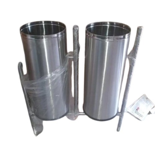 Silver Stainless Steel Twin Hanging Dustbin