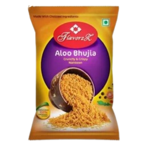 Aloo Bhujia Namkeen Packaging Pouch - PET (Polyester), 9x14 Inch | Printed Matte Finish, Double Layer Lamination, Heat Sealed Closure