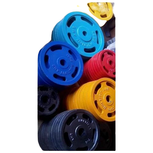 Colourful Weight Plates - Cast Iron, Round Shape | Commercial Use, Gain Strength, Manual Operation, Ideal for Chest Exercises