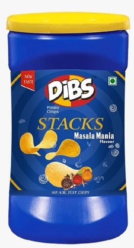 Dibs Masala Mania Pringles Style Stackable Potato Chips - Vegetarian Crispy Snack , Salty Flavorful Taste with Authentic Indian Dibs Masala