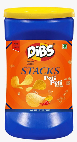 DiBs Stackable Potato Chips In Peri Peri Flavor - Vegetarian, Crispy and Delicious, Salty Taste | Perfect for Snacking Anytime