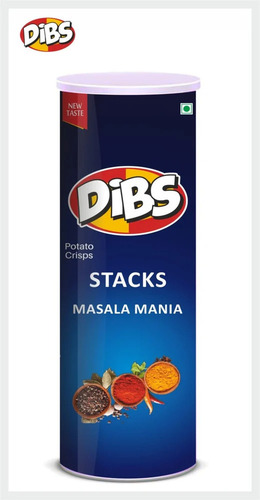 Dibs Stacks Masala Flavor Crisps Potato Chips - Crispy, Delicious, Vegetarian | Salty Taste, Flavorful Processing, Enjoyable Snack