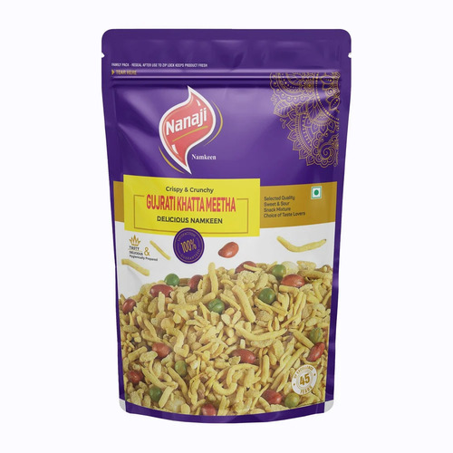 Nanaji Gujarati Khatta Meetha Namkeen - Food Grade Crispy Dessert Snack | Salty, Tasty , Vegetarian Delight with Authentic Gujarati Flavor