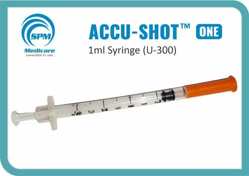 Plastic 1 ml Syringe (U-300) - New Disposable Plastic Syringe, Single Use for Hospital and Clinic Applications | U-300 Design, Easy Handling