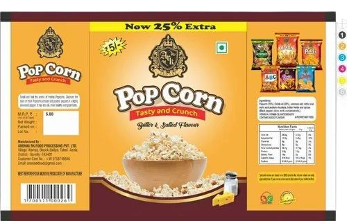 Popcorn Packaging Pouch - Plastic Material, Printed Pattern | Ideal for Food Packaging