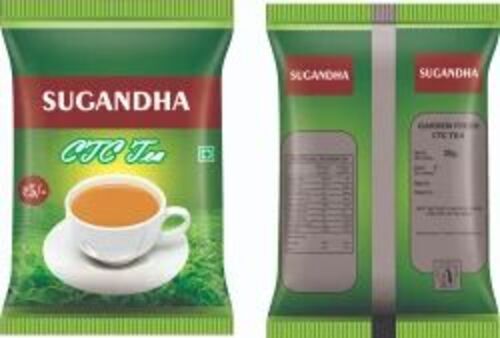 Tea Packaging Pouch - PET (Polyester), Pillow Pouch Design, Printed with Rotogravure Technique, Glossy Finish, Multi Layer Lamination, Heat Sealed Closure