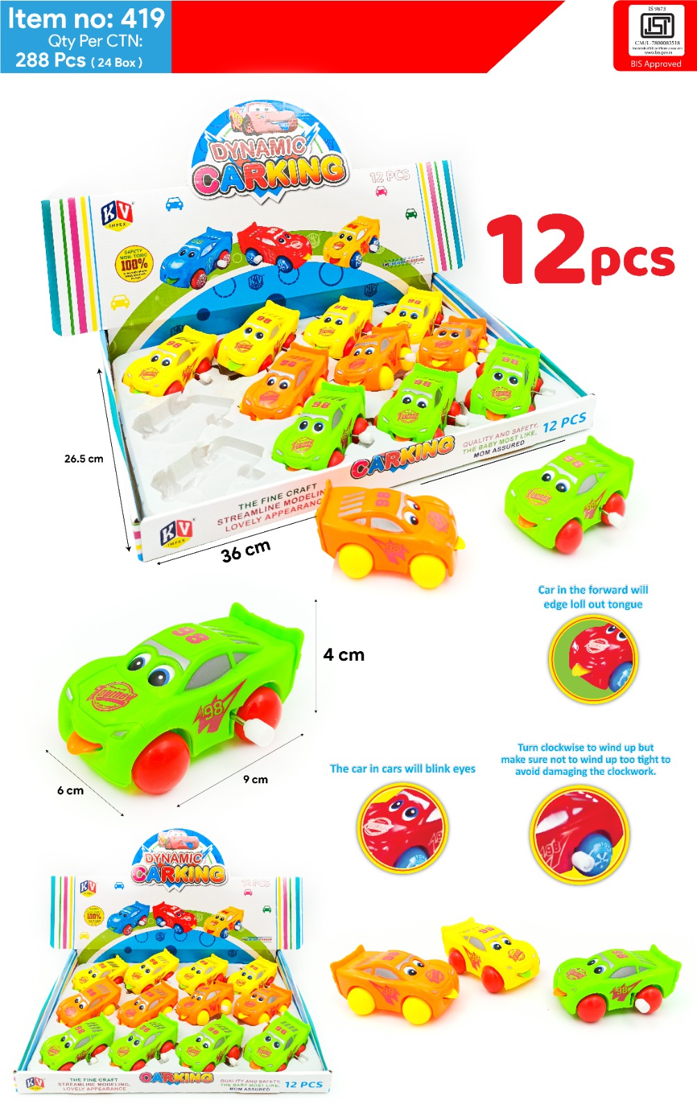 12 Pcs Dynamic Carking Toys