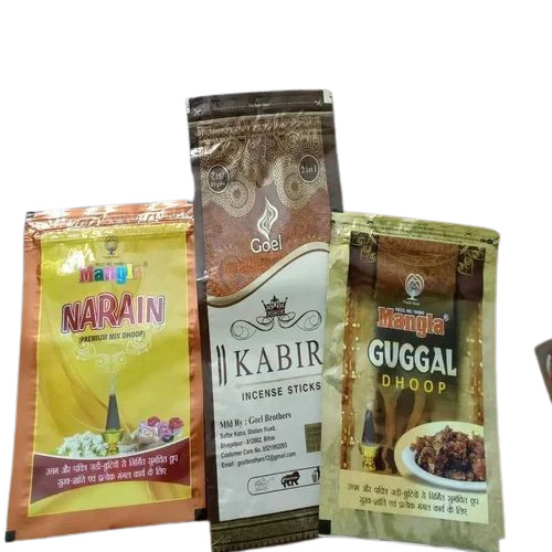 Agarbatti Packaging Pouch - Plastic Material Printed Pattern for Enhanced Aesthetics and Durability Perfect for Safe Storage and Presentation