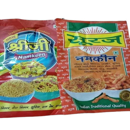 Namkeen Packaging Pouch - Plastic Material, Printed Design | Ideal for Safe and Convenient Snack Storage and Display